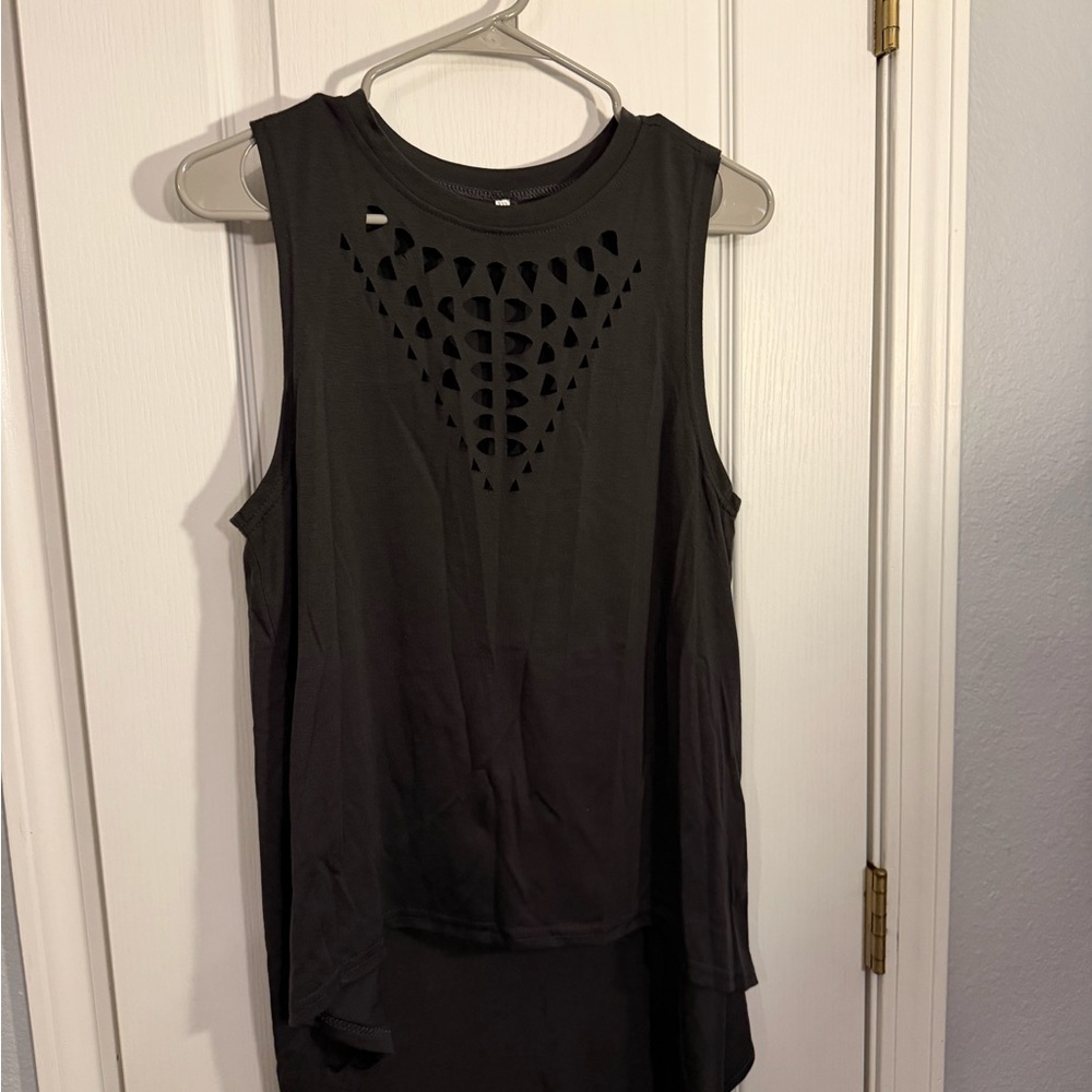Black Sleeveless Top with Cutout Design